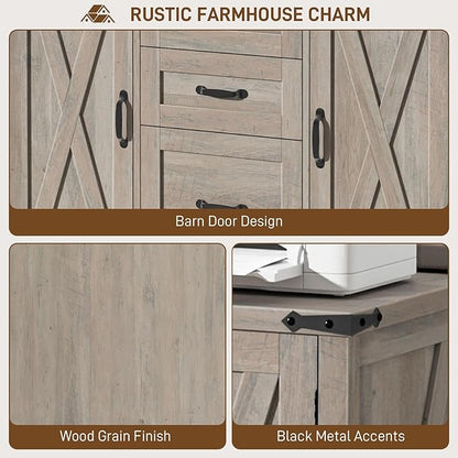 Vabches File Cabinet with 3 Drawers, Farmhouse Lateral File Cabinet Fits Files - Image 7