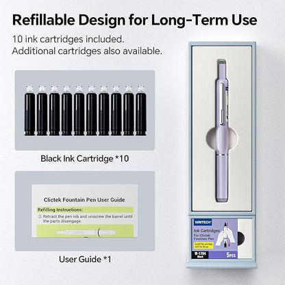 WRITECH Retractable Fountain Pen Set: Fine Nib Black Ink Premium Gift Box - Image 7