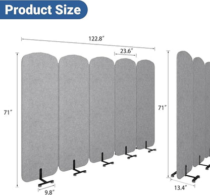 Natwind 5 Panel 122.8 x 71 in Office Room Privacy Protect Space Divider - Image 3