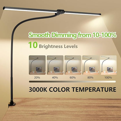 ShineTech LED Desk Lamp for Home Office, 3000K Warm White Double Head Architect - Image 2