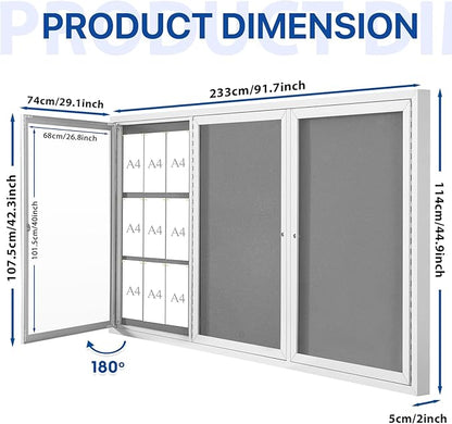 SWANCROWN Outdoor Bulletin Board 94x48in, Enclosed Bulletin Board - Image 2