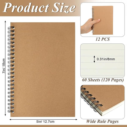 Leelosp 12 Pack Small Spiral Notebook 5 x 7 Inch Lined College Ruled Spiral - Image 3