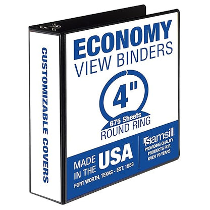 Samsill 4 Inch 3 Ring Binder, Made in USA, Economy Round Ring, 675 Sheet by Samsill
