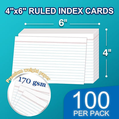 H4D 4x6 Index Card Case with 100 Heavyweight Ruled Index Cards and Dividers - Image 5