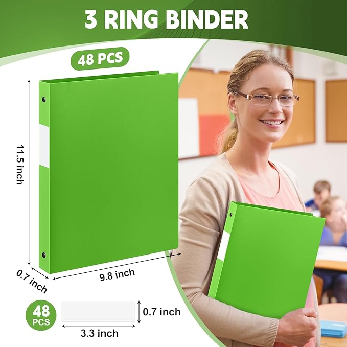 Henoyso 48 Pcs 3 Ring Binder 0.5 Inch Round Fits Letter Size 8.5'' x 11'' Paper - Image 2