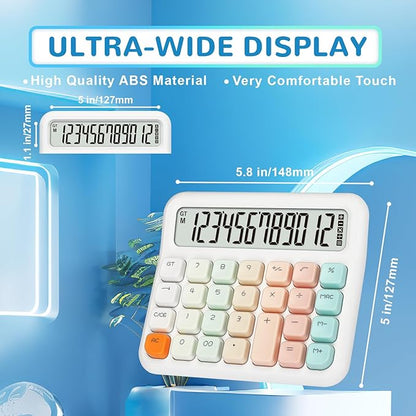 Pendancy Calculators Desktop 12 Digit, Gradient Pink Cute Basic Calculator - Image 4