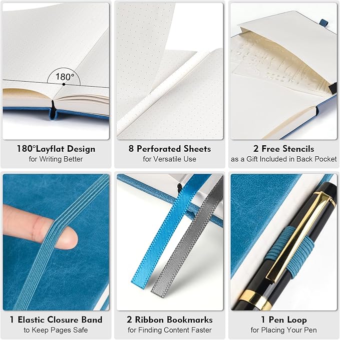 OFFIGIFT Bullet Dotted Journal Notebook, A5 Hardcover Dot Journal, 312 Numbered - Image 2