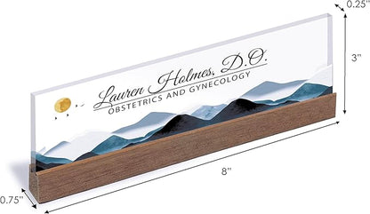 ARTBLOX | Office Personalized Name Plate Mountains Design On Clear Acrylic Glass - Image 3