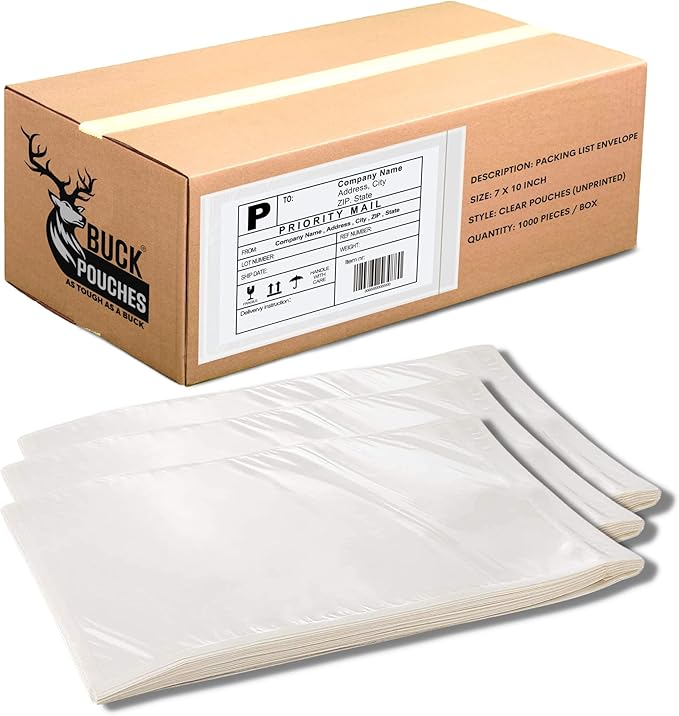 10, 000 Pack 7"x10" Shipping Label Sleeves – Clear Self-Adhesive Packing Slip by BuckUSA