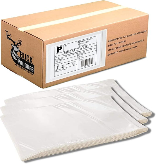 2000 Pack 7"x10" Shipping Label Sleeves – Clear Self-Adhesive Packing Slip by BuckUSA
