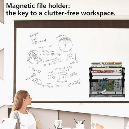 KZWKRG 4 Tier Magnetic File Holder, Large Capacity Mesh Hanging Wall Organizer - Image 9