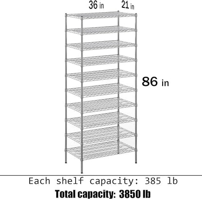 Regal Altair 21" Deep x 36" Wide x 86" Height Wire Shelving Kit | 10-Tier | NSF - Image 3