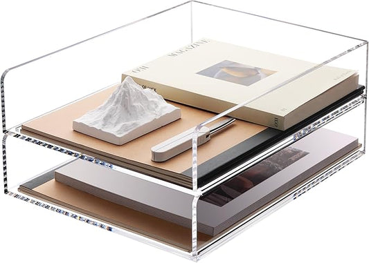 SANRUI Paper Organizer for Desk, Acrylic Stackable Letter Tray, Paper Sorter by SANRUI