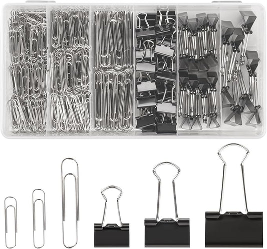500PCS Paper Clips and Binder Clips Assorted Sizes, Office Supplies by Deoot