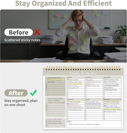 104 Pgs Weekly To Do List Notepad, 52 Duplex-Printed Undated Sheets 100 - Image 4