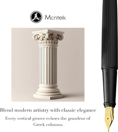 MCNTEIK Matte Black Forest Fountain Pen, Exquisite Vertical Grooving Design - Image 3