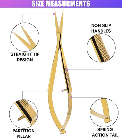 Cross Edge Spring Scissors 5 Inch straight Stainless Steel Precision Eyebrow & - Image 6