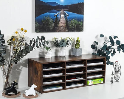 PAG Mail Sorter, Wooden Countertop Literature Organizer, Student & Desktop Bill - Image 4