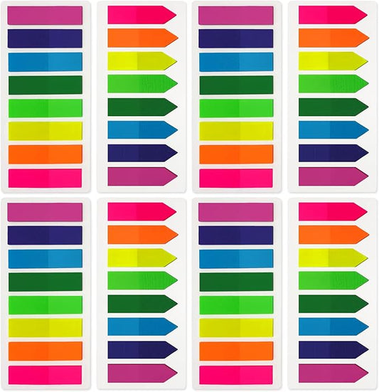 KICNIC Page Markers Colored Sticky Tabs 1600 Pcs, Translucent Arrow Flags by KICNIC