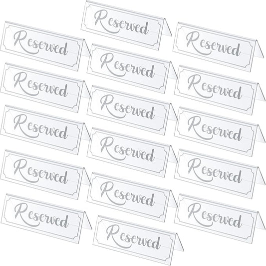 16 Pieces Reserved Sign Acrylic Clear Reserved Table Tent Signs Table Number by Jetec