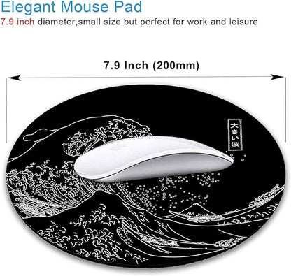 IMAYONDIA Japanese Great Wave Mouse Pad Small, Kanagawa Round Mousepad - Image 2