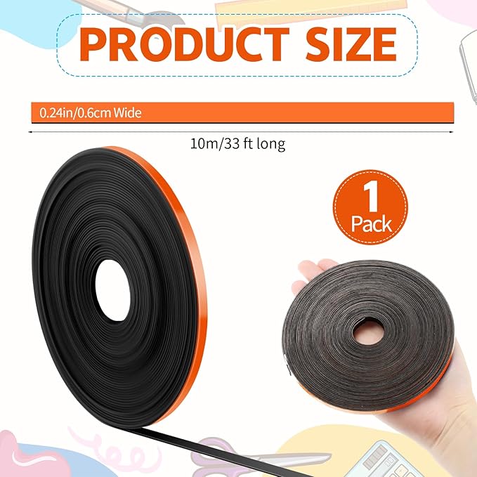 AmazingSpark Magnetic Tape Roll Thin Strips, 1/4 Inch x 33 Feet Magnetic Board - Image 2