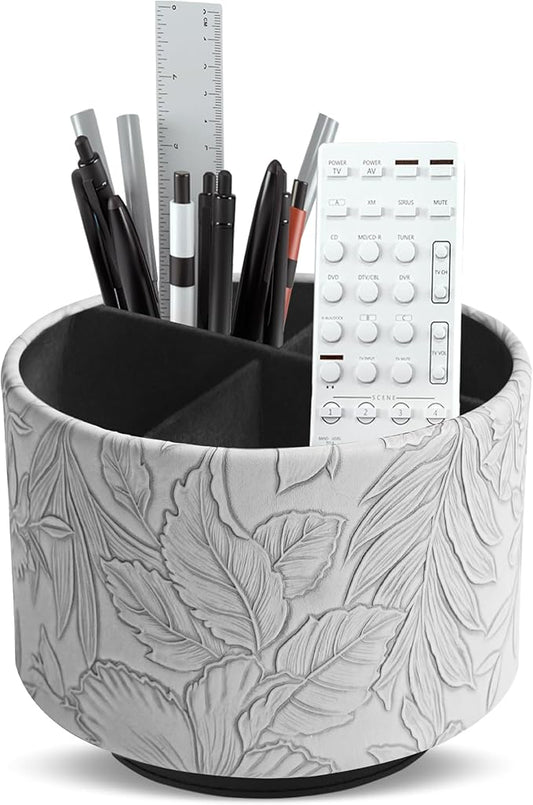 Hennaja Round Leather Art Supply Organizer, Remote Control Holder, 360 Degree by Hennaja