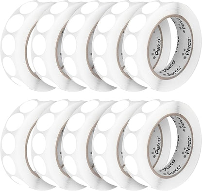 Perco White 1-Inch Perforated Circle Dot Sticker Labels — 10 Rolls, 000 Round by Perco