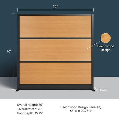 Stand Up Desk Store Beechwood Aesthetic Modular Walls | 70" W x 70" H Modular - Image 3