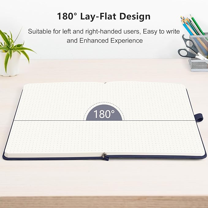 RETTACY Bullet Dotted Journal Notebook, 256 Pages, A5 Medium Size, Leather - Image 6