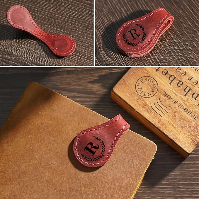 Artlaza Personalized Magnetic Leather Bookmark, 26 Letter Custom Leather - Image 5