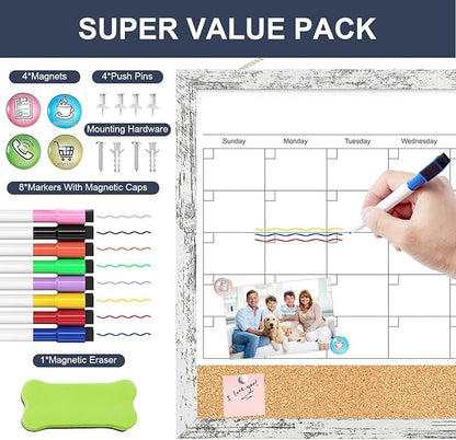 Dry Erase Calendar for Wall, 17x13 Inches Whiteboard Calendar Cork Board Combo - Image 5