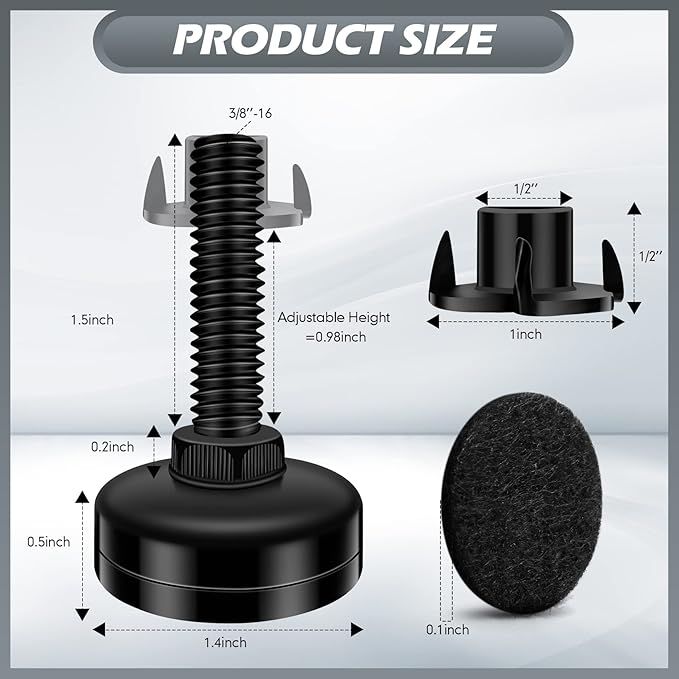 5 Set Adjustable Furniture Leveling Feet, Adjustable Leg Levelers - Image 2