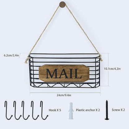SRIWATANA Mail Organizer Wall Mount, Rustic Mail Holder Key Holder - Image 9