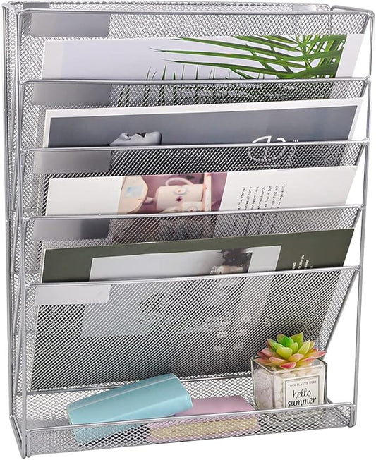EASEPRES Desk File Organizer Mesh 6-Tier, Hanging Wall Mount Document by EASEPRES