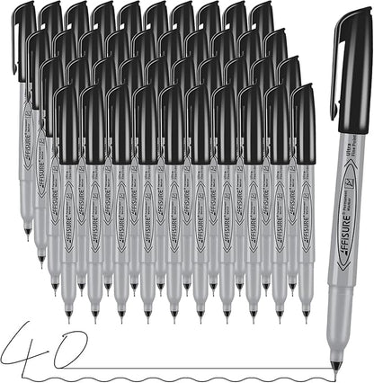 Permanent Markers, Ultra Fine Point, Fine tip permanent marker set, quick dry by Affisure