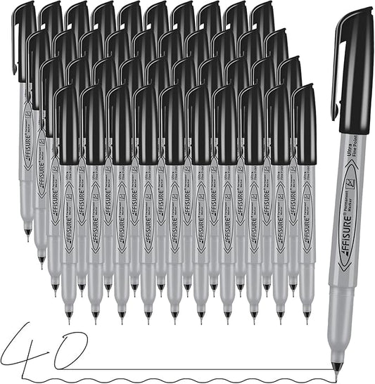 Permanent Markers, Ultra Fine Point, Fine tip permanent marker set, quick dry by Affisure