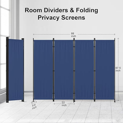 Kecreque Room Partitions and Dividers 4 Panel Portable Wall w/ 3 Wider Feet - Image 2