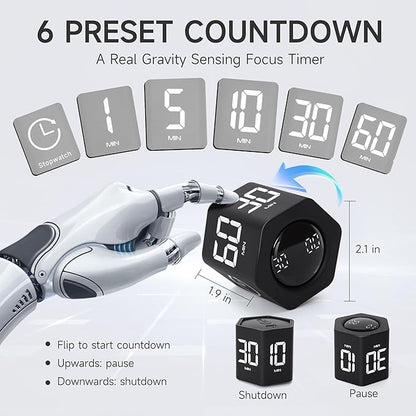 Exlliy Productivity Timer 1, 60 Minutes Preset, Desk Cube Timer - Image 2