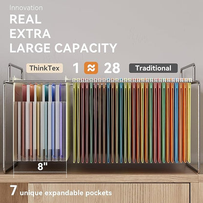 ThinkTex Plastic Expanding Hanging File Folders, 7 Innovative 1.2" Accordion - Image 4