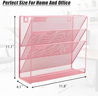 EASEPRES Desk File Organizer Mesh 4-Tier, Hanging Wall Mount Document - Image 2