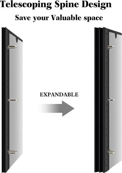 INFUN Telescoping 3 Ring Binder -1PCS-Black, Flexible Round Binder - Image 2