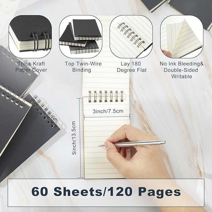 Tenceur 100 Pcs Pocket Notebook Bulk Small 3x5 Inch Spiral Notepads Mini Top - Image 2