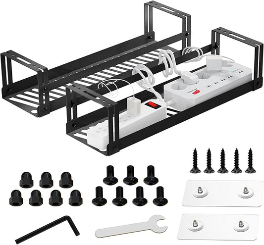 PAVSTINE Under Desk Cable Management Tray, 17 in Metal Cable Tray Basket by PAVSTINE