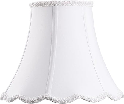 Bell Lamp Shade, Saangseon White Scalloped Lampshade Replacement, Lamp Harp by Saangseon