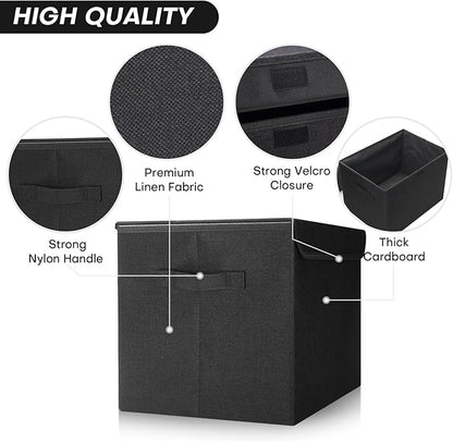 Bagnizer Large 22 Quart Linen Fabric Foldable Storage Bin Cube Organizer Basket - Image 3