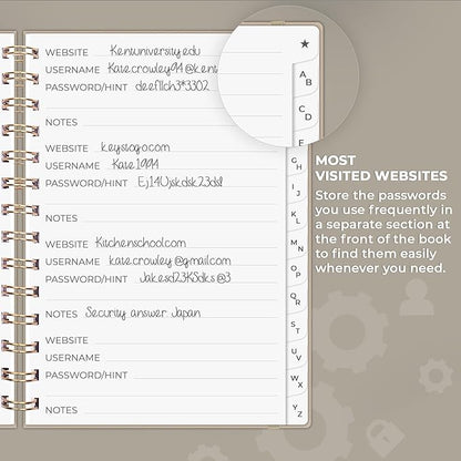 Clever Fox Password Book Spiral – Internet Address & Password Organizer - Image 4