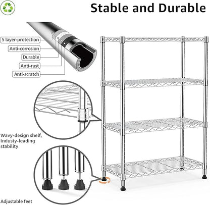 M MZG 1000 lbs Storage Shelving Steel Heavy Duty 4-Tier Utility Shelving Unit - Image 4