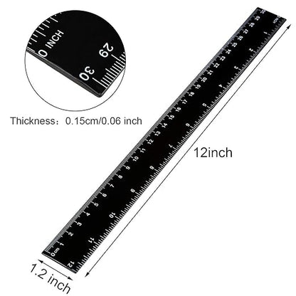 50 Pack Black Plastic Ruler, 12 Inch Standard/Metric Rulers Straight Ruler - Image 2