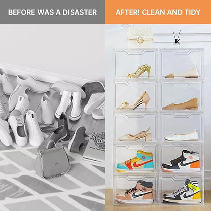 KOKOIN Magnetic Acrylic Clear Shoe Boxes – 360° Transparent Stackable Sneaker - Image 5
